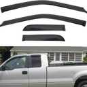4pcs Window Visors Compatible with 2015-2024 F150/ F250/F350/F450/F550 Super Duty Extended (Super) Cab with Half Size Rear Doors Front+Rear Smoke Tint Sun/Rain Guard Outside Mount Tape-On Vent
