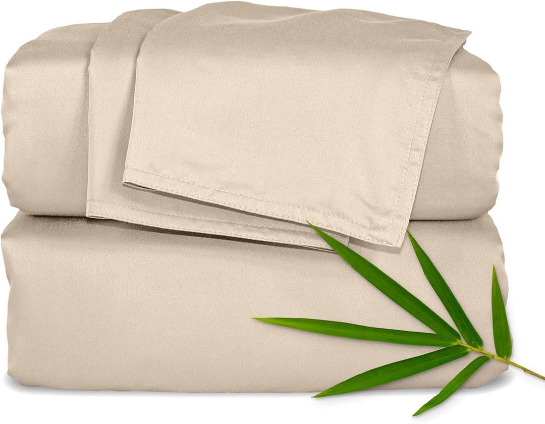 King Sheets by Pure Bamboo, Genuine 100% Organic Viscose Derived from Bamboo Bed Sheet Set, Luxuriously Soft & Cooling, Double Stitching, Lifetime Quality Promise (King, Almond) King Sheets by Pure Bamboo, Genuine 100% Organic Viscose Derived from Bamboo Bed Sheet Set, Luxuriously Soft & Cooling, Double Stitching, Lifetime Quality Promise (King, Almond)