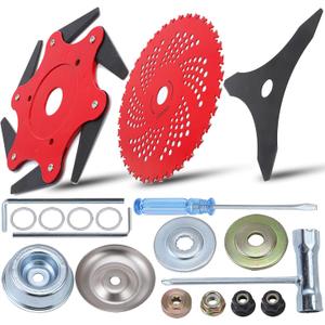Steel Trimmer Head &9" x 36 Teeth Carbide Tipped Blades &10" x 3 Teeth Carbon Steel Brush Cutter Blades with 2 Different Adapter Kits