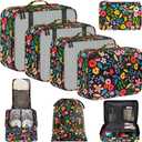 BAGAIL 8 Set Packing Cubes Luggage Packing Organizer Bags for Travel Accessories-Black Floral