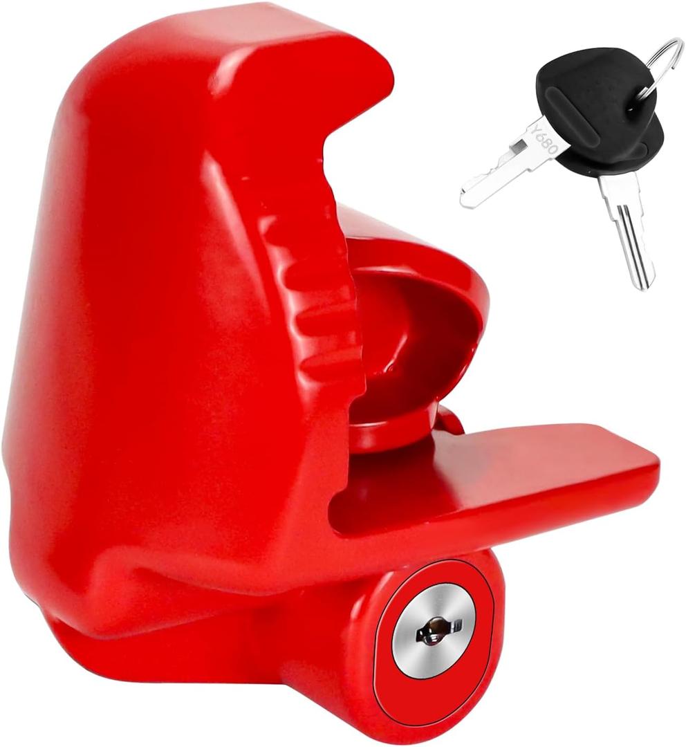 Cenipar Trailer Hitch Lock Universal Size Fit 1-7/8", 2", and 2-5/16" Couplers, Heavy Duty Steel, for Vehicles, Trailers, and RVs(Red)
