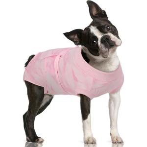 FUAMEY Recovery Suit for Dogs After Surgery,Soft Breathable Dog Bodysuit E-Collar & Cone Alternative Surgical Suit,Male Female Dog Neuter Spay Suits Anti Licking Wounds Onesie Pink Tie Dye L (L(Back:16.1-20.1in,WT:23-48lbs))