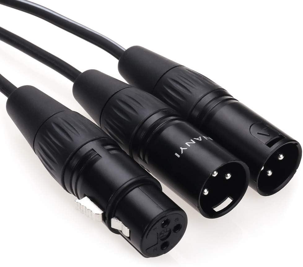 NANYI XLR Splitter Microphone Cable 2XLR Male to XLR Female Patch Cables 3-Pin Dual XLR Male to XLR Female Y Cable Adaptor mic Cable, DMX Cable, Patch Cords -5FT