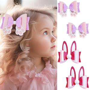 4 Pcs Easter Hair Clips Bow Hair Accessories Cute Rabbit Glitter Sparkly Hair Barrettes Holiday Headdress Hairpin for Girls Women Kids Party Cosplay Prezzie