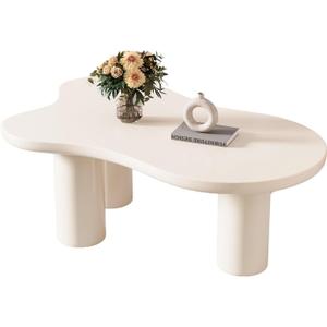 Cloud Coffee Table, Irregular Cream Coffee Table, Cream Style Center Table with 3 Legs, Modern Center Table for Living Room, Indoor Coffee Table, Easy to Assemble
