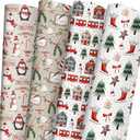 WAPLIGHAL Christmas Wrapping Paper for Kids - Xmas Wrapping Paper Set with Watercolor Santa, Polar Bears, Trains, Gingerbread Holiday Designs - 6 Jumbo Sheets, Each 28 x 40 Inches, Easy Storage, 2 Pack