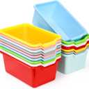 WUWEOT 16 Pack Cubby Bins Classroom Toys Bins, Plastic Books Storage Bins, Easy-to-Grip Stackable Crafts Organizer for Classroom, Nursery, Playrooms And Home Organization