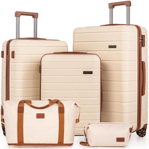 Cosbarn Luggage Sets 5 Piece, Hardshell Suitcases with Wheels, TSA Lock | Carry On Luggage Sets 20/24/28 Inch Sizes, ABS Hard Shell, Lightweight Suitcase Set With Spinner Wheels And 2 Bags.
