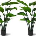 3.6FT Fake Plants 12 Leaf Dripping Guanyin Potted Plant, Faux Floor Plant for Kitchen Decor, Decoration for Artificial Plant Indoor, Indoor Outdoor Faux Tree for Home Bedroom Decor