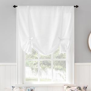 No. 918 Noah Heathered Texture Rod Pocket Window Tie-up Shade, 40" x 63", White