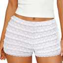 FOMELY Women's Ruffle Shorts Lace Bloomers Y2k Mini Shorts Bloomers for Women with Liner, Medium
