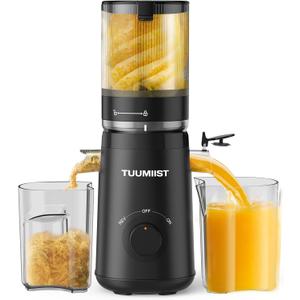 Juicer Machines, TUUMIIST Cold Press Juicer with 5.3" Extra Large Feed Chute Fit Whole Fruits & Vegetables Easy to Clean, High Juice Yield, BPA Free (Black)