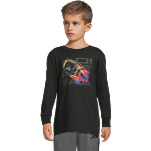 Adidas Boys Long Sleeve Sport Graphic Tee (4T, Black With Multicolor)