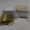 Goodluck 240 Pieces Gold Square Plastic Plates with Forks, Gold Dessert Plates for 120 Guests, Heavy Duty Disposable Plates for Party, Including 120 6.5" Plastic Plates and 120 7.4" Forks (Gold and White)