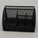 MaxGear Office Desk Organizer - 6 Compartment Pen Holder & Drawer, Metal Mesh Desktop Organizer with Non-Slip EVA Pad, Black Desk Caddy, 8.7" x 5.5" x 5"