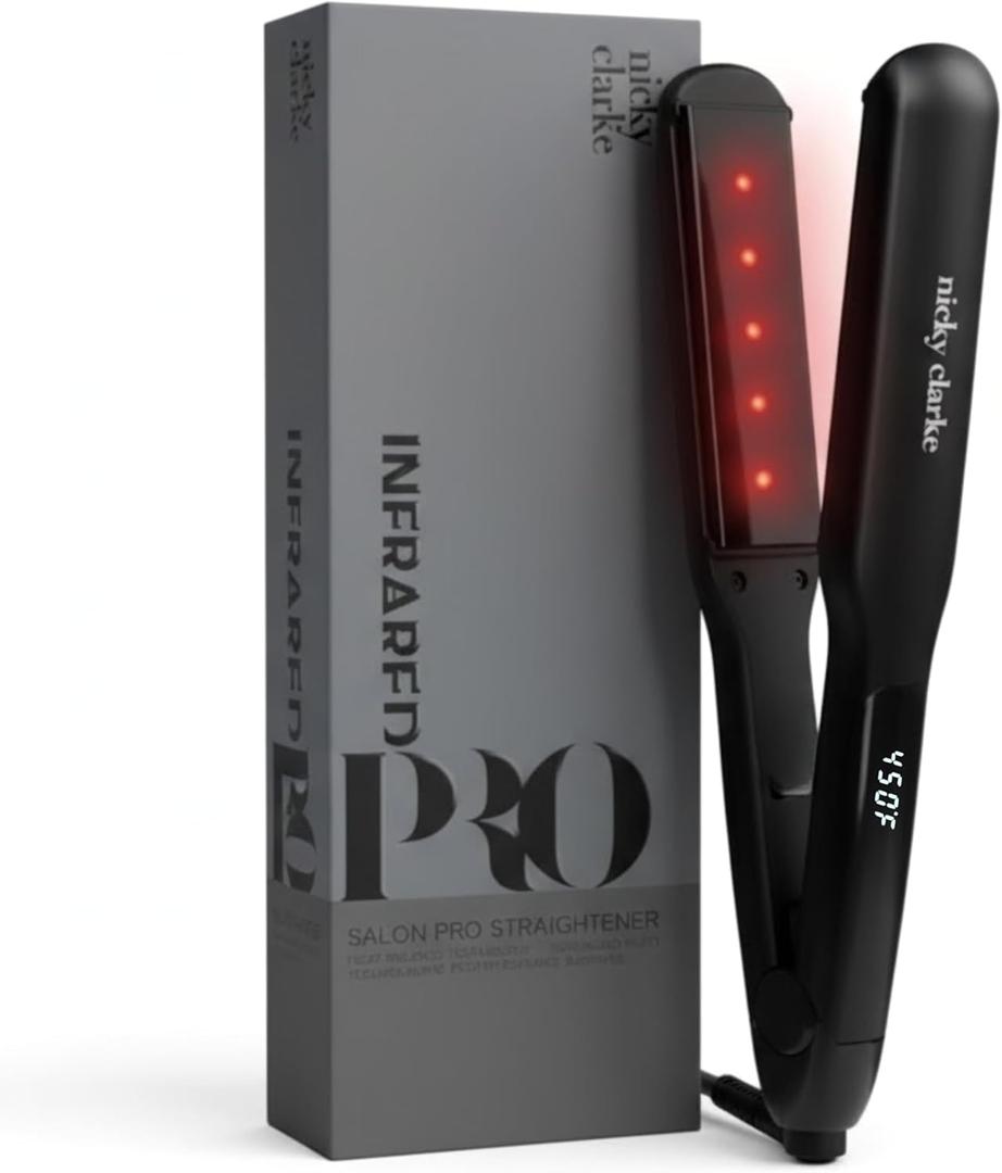 Nicky Clarke Infrared PRO Straightener, for All Hair Types - Titanium Flat Iron, 10 Foot, Hair Iron