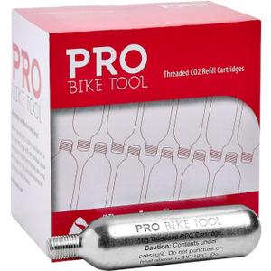PRO BIKE TOOL CO2 Cartridges - Threaded CO2 Canisters for Bike Tires - Quick Inflation for Road, MTB, Cyclocross, Gravel, Hybrid Bikes - Portable, Durable, Essential for On-The-Go Repairs (16g)