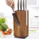 Dmore magnetic knife block without knives, 360 rotatable magnet knife holder stand made of fine acacia wood, Extra Large capacity knife storage for knives and utensils for kitchen counter top (Wide: 4.5x4.5 inches)
