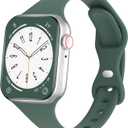 Sport Slim Silicone Bands Compatible for Apple Watch Band 38mm 42mm 40mm 44mm 41mm 45mm 46mm 49mm, Thin Narrow Replacement Strap Wristband for iWatch Series 11/10/9/8/7/SE/6/5/4/3/2/1/Ultra Women Men (Pine Green)