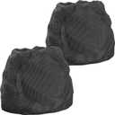 Outdoor Speakers With Lights Show Bluetooth Speakers Waterproof Patio TWS Connection Outdoor Bluetooth Speakers Wireless Solar Powered and Rechargeable Rock Speakers for Patio Pool 2Packs(Granite)