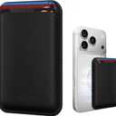Magnetic Wallet Phone Card Holder for Phone Case with Mag-Safe, Stronger Magnetic RFID Leather Phone Wallet Stick on Series of iPhone 17/16/15/14/13/12 and Pro/Promax, Classic Black