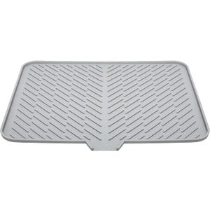 Luxet Silicone Dish Drying Mat with Built-in Drain Lip - Hygienic Drying Pad - Sturdy Compact Easy to Clean Tray Protects Surfaces Prevents Water Build Up - 23 X 17 (Grey)