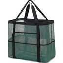 Fammart Mesh Beach Bag with Zipper, Large Beach Tote for Women, Toys Pool Swim Bag Travel Vacation Cruise Essentials, Large - Army Green