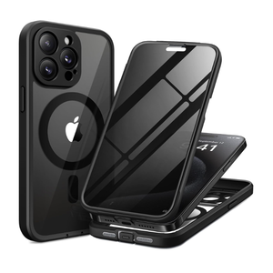 TIESZEN for iPhone 15 Pro Case, Compatible with MagSafe, Built-in Privacy Screen Protector and Camera Protection, Anti Spy Full Body Dustproof Shockproof Hard Phone Case 6.1", Black