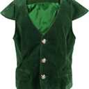 GRAJTCIN Boys Medieval Renaissance Vest Costume Pirate Costume Kids Halloween Gothic Viking Steampunk Waistcoat (2-4Y, Green)