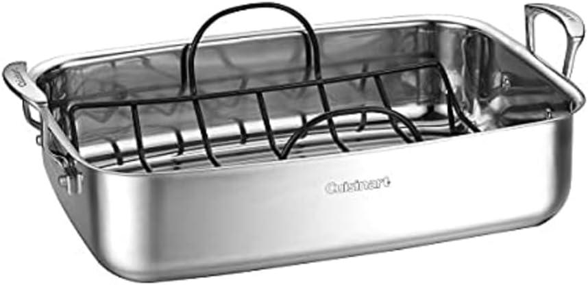 Cuisinart 7117-15NSR 15" Stainless Steel Roaster w/Non-Stick Rack Chef's-Classic-Stainless-Cookware-Collection, Inch