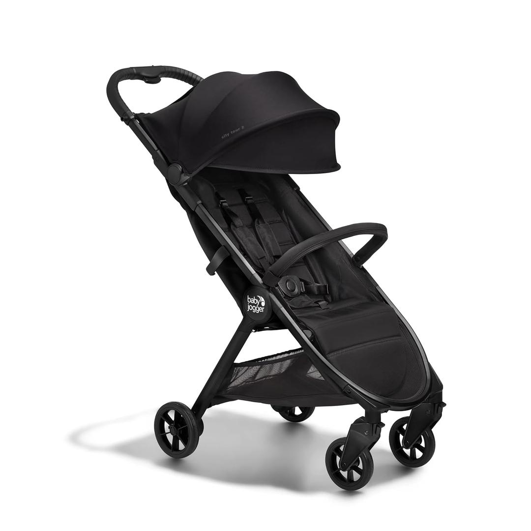 Baby Jogger City Tour 2 Ultra-Compact Carry-On Approved Travel Stroller in Eco Black with Belly-Bar Lightweight Easy Fold Ideal for Traveling and Everyday Adventures