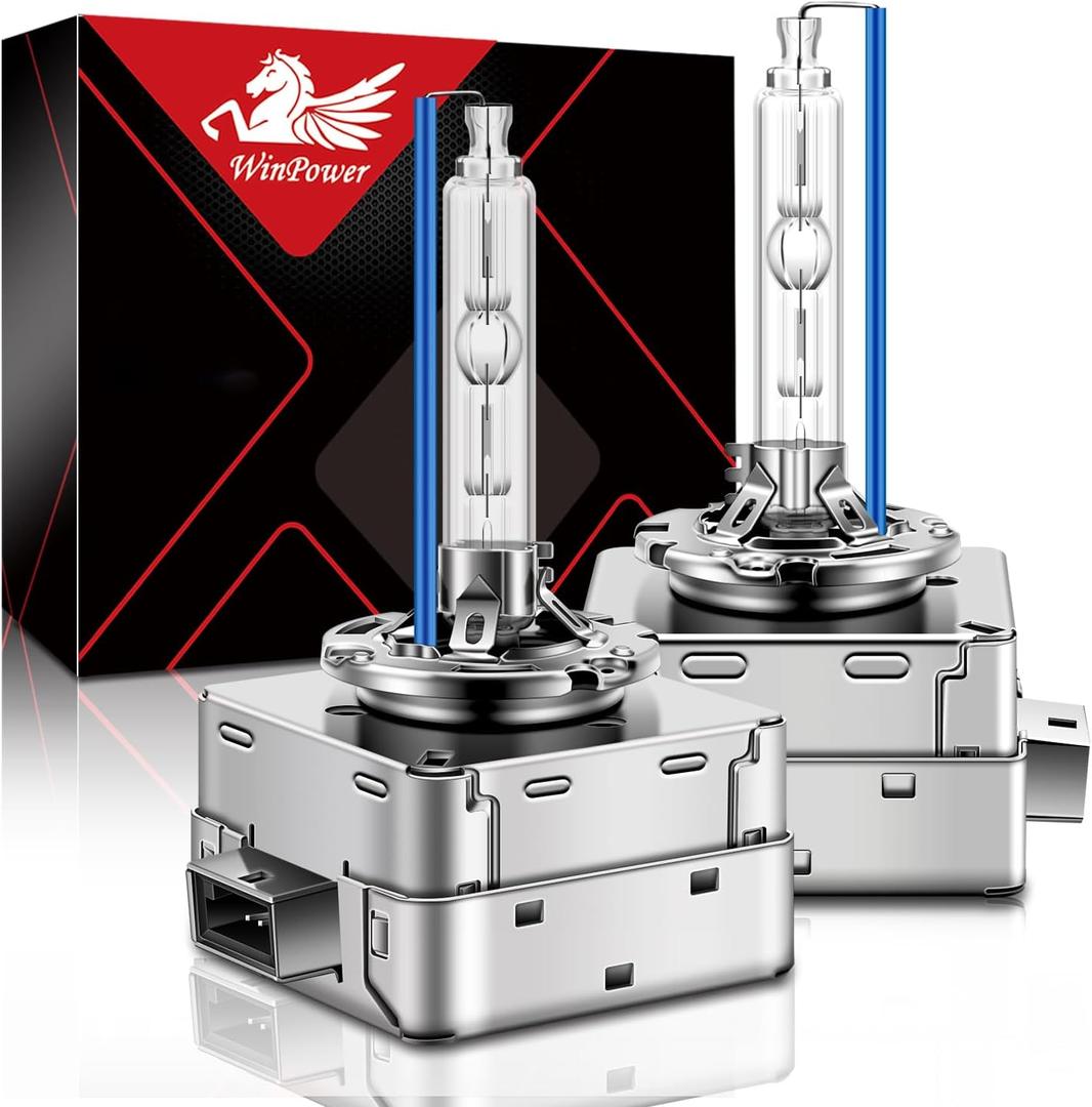 WinPower D1S Xenon HID Headlight Bulb, 8000K Ice Blue White 35W Metal Stents Base High Low Beam Replacement Lights, Pack of 2 WinPower D1S Xenon HID Headlight Bulb, 8000K Ice Blue White 35W Metal Stents Base High Low Beam Replacement Lights, Pack of 2