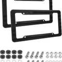 SCUARI 2PCS License Plate Frames,Car Accessories Licence Plate Frame Holder,Embossed 3D Black American Flag License Plate,Used to Front and Rear Car Tags,Suitable for Cars,Trucks,Vans and SUVs