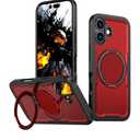 for iPhone 17 Case with 360°Adjustable Stand - 16FT Drop Protection,Compatible with MagSafe Accessories,Shockproof Anti-Fingerprint Scratch-Resistant for iPhone 17 Cover 6.3 Inch,Red