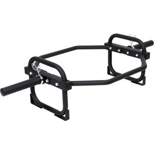Olympic 2-Inch Hex Weight Lifting Trap Bar for Strength Training, 500-Pound Capacity, Safety Clips, Home Gym for Shoulder Presses, Shrugs, Back Rows (Midnight)