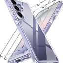 ivoler 3-in-1 Case for Samsung Galaxy S26 Plus 6.7 with 2 Pack Tempered Glass Screen Protector[Full Coverage], [Military Grade Protection] Slim Phone Bumper Cover Clear [Non-Yellowing]