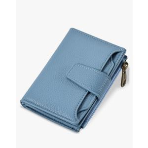 Small Wallet Women RFID Blocking Soft Leather Bifold Compact Card Holder Wallet for Women with Zipper Coin Pocket 4 ID Window