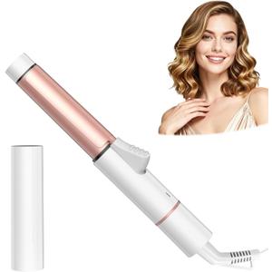 Ukliss Mini Travel Curling Iron 1 Inch, Dual Voltage 110-240V, 30s Fast Heating & Ionic Ceramic, Portable Hair Curler with Case, Perfect for Short to Medium Hair, Frizz-Free Curls (White)
