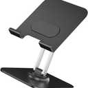 Metal Phone Stand, 360 Degree Rotatable, Height Adjustable and Foldable for Phone,Pad,Tablets Holder (Black)