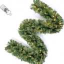 Christmas Garland with Dual Color 50 LED Lights 9 Ft, Prelit Xmas Garland with Cypress Leaf, Timer by Remote Control and Batteries Operated for Mantle Staircase Indoor and Outdoor