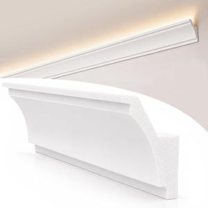 moonoom 10 Pack 39 Ft Ceiling Crown Molding Trim, High Impact Ceiling Decorative Moulding, Room Top Light Strip Crown Molding for Ambient Home Bedroom Living Room Lighting (Style A)