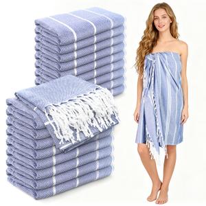 YSYJ 18 Pack Turkish Beach Towel 36 x 71 Inches Beach Towels Soft Lightweight Extra Large Pool Towels Quick Dry Sand Free Turkish Bath Towels Navy