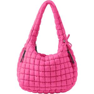 Puffer Quilted Tote Bag for Women Nylon Crossbody Bags Puffy Purse Hobo Large Shoulder Bag Trendy