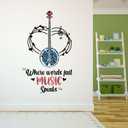 Design With Vinyl Music Wall Decal Geometric Pattern Banjo Guitar on White Background Removable - Size: 24 in x 40 in