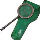 Vintage Henry London Brass Magnifying Glass Green Leather Case Nautical Marine Handheld Antique Desk Decor Educational Instrument Collectible