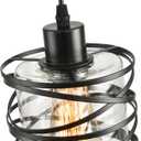 3 Pack Pendant Light Kitchen Island Pendant Lighting, Glass Hanging Light with Spiral Cage Clear Glass Shade, Black Modern Indoor Hanging Lamp