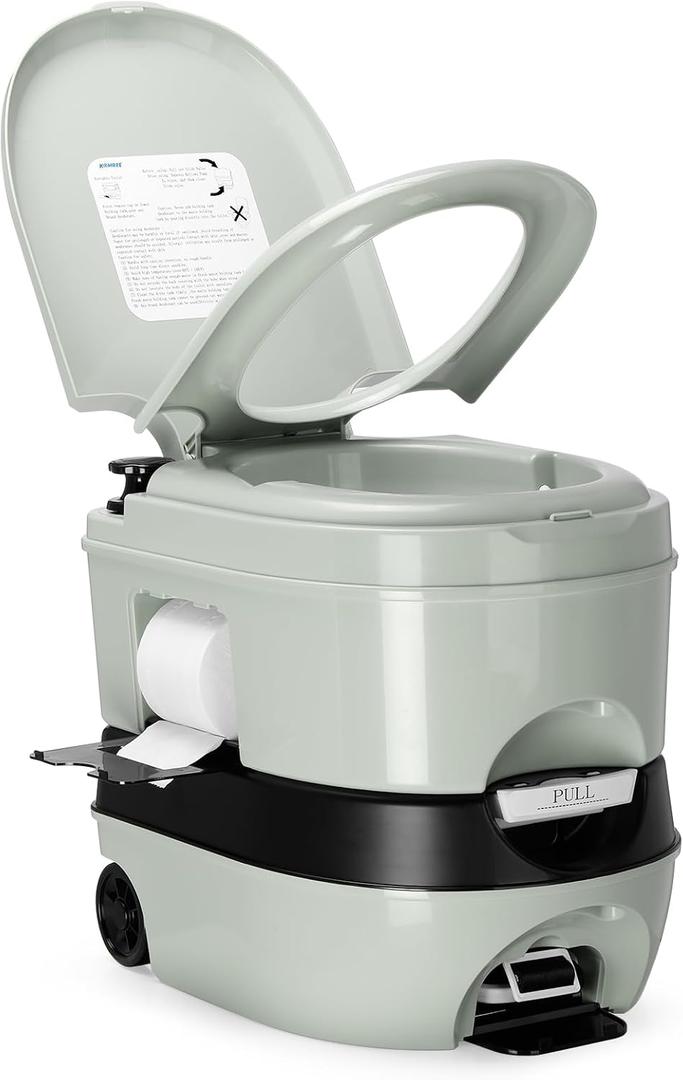 Kohree 6.34 Gal Portable Toilet for Adults: Large Camping Toilet with Wheels, Level Indicator - Odorless Leak-Proof Boat Porta Potty with Paper & Detergent Collection for Home Use, Camper, RV Travel