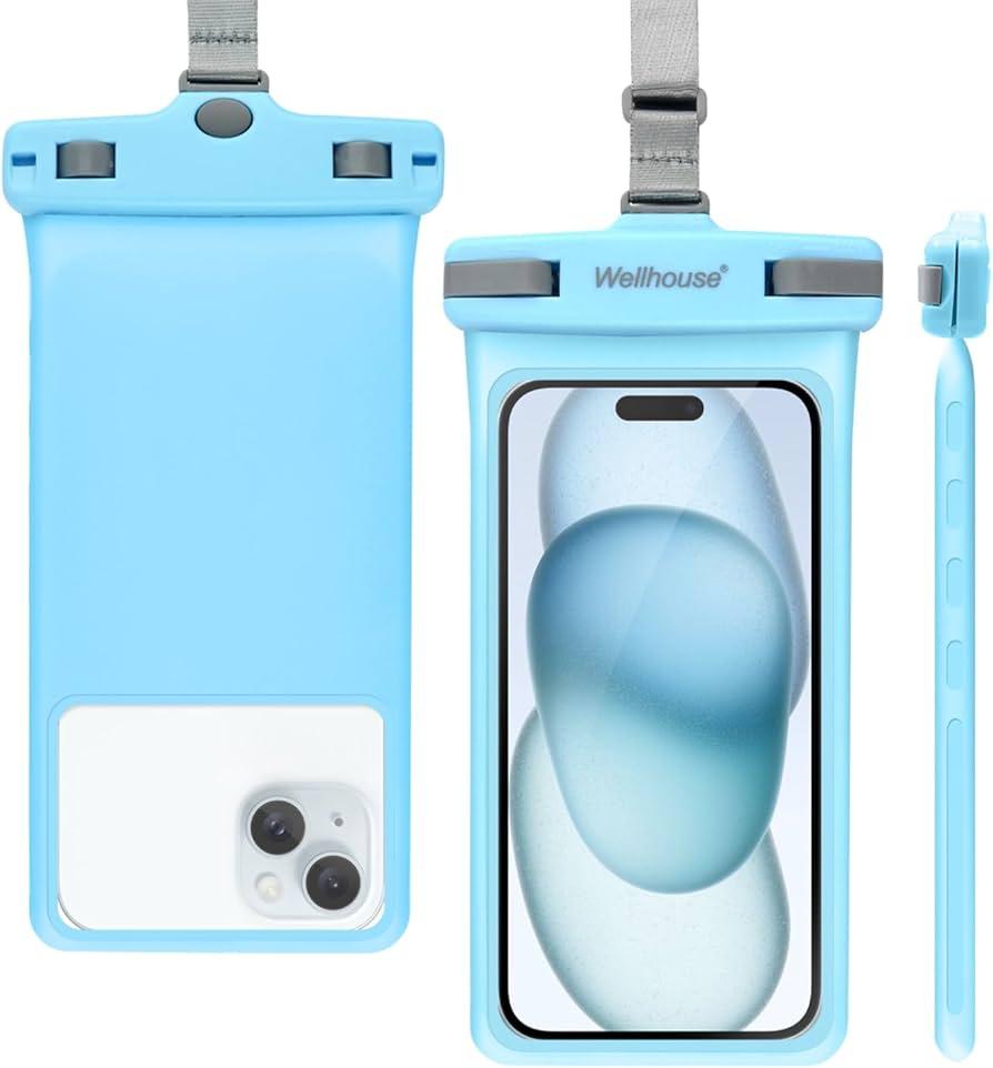 wellhouse Waterproof Phone Pouch, Waterproof Phone Case for iPhone 16 15 14 13 12 Pro Max XS Samsung, IPX8 3D Cellphone Dry Bag Beach Essentials (Green 8.0", 8 inch)