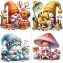 4Pcs Gnome Diamond Painting Kits for Adults,5D DIY Full Drill Diamond Art Kits for Adults,Crystal Gem Diamond Art Painting Kits for Home Wall Decor (G8248+G8249+G8250+G8251)