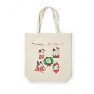 Canvas Tote Bag For Women, Сat tote bag, Meowy christmas, holiday tote, christmas tote bag, funny christmas gift, christmas gift